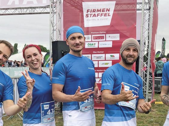Foto vom Staffellauf in Biere mit fünf LäuferInnen